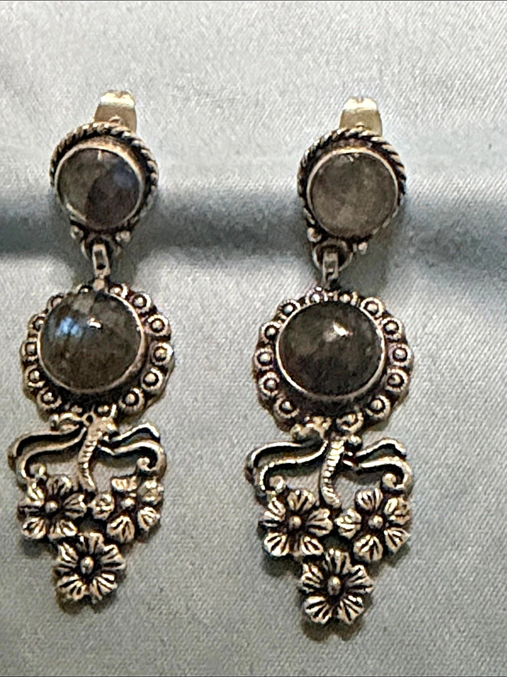 Labradorite and Silver Post Earrings